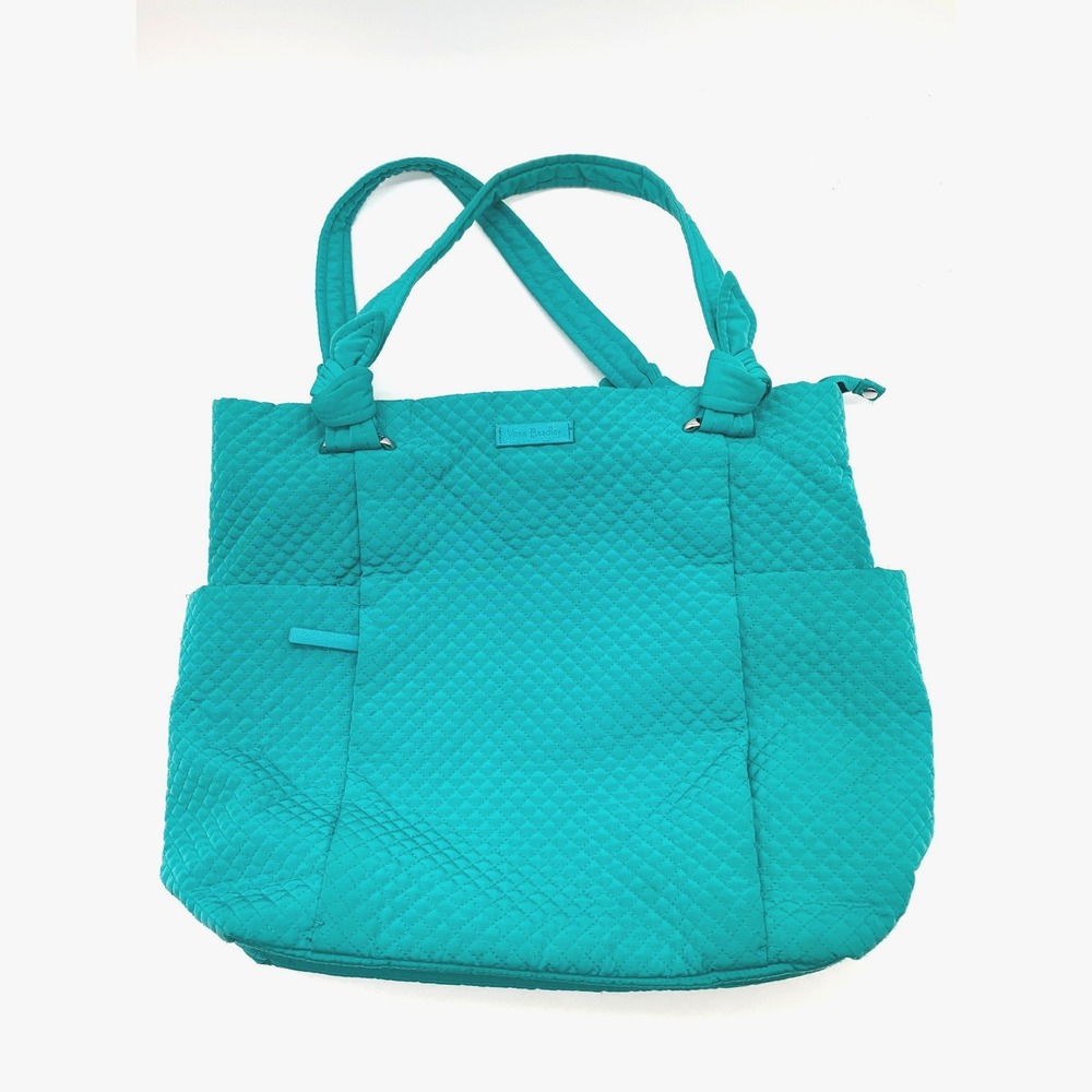 Vera Bradley Hadley Satchel Bag Teal Turquoise Sea Quilted Microfiber